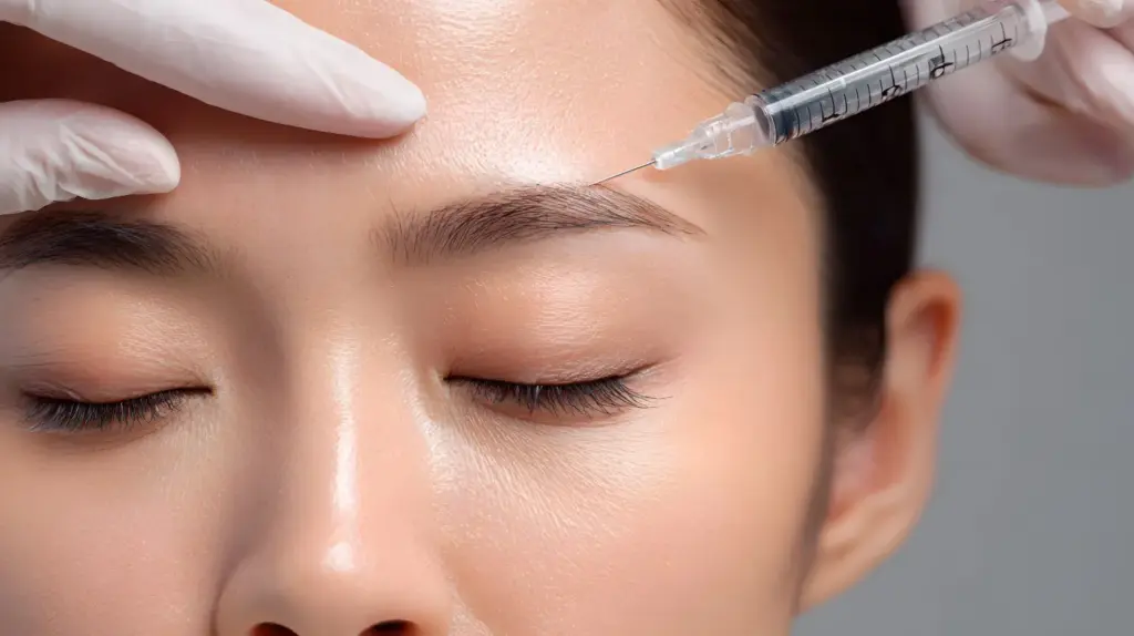 Cosmetic injectable treatment being administered near the forehead at Divine Age Med Spa in Wesley Chapel, FL.